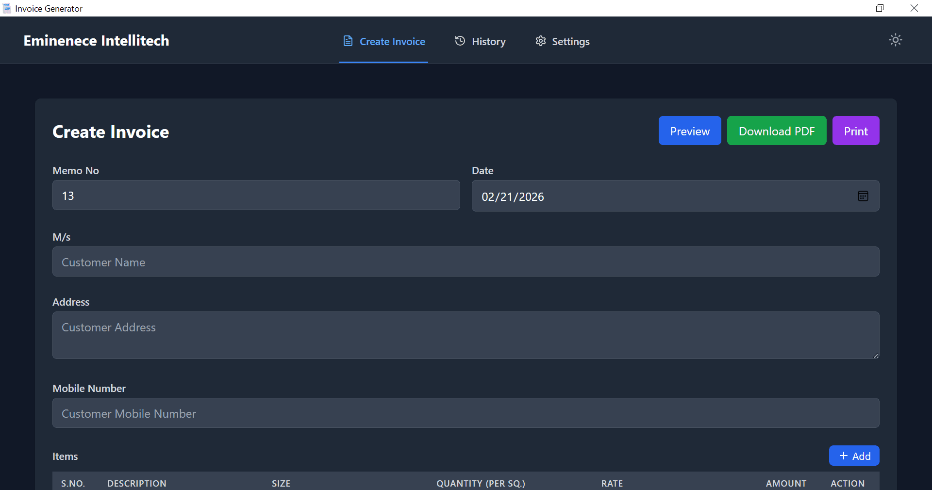 Billing Application screenshot 1