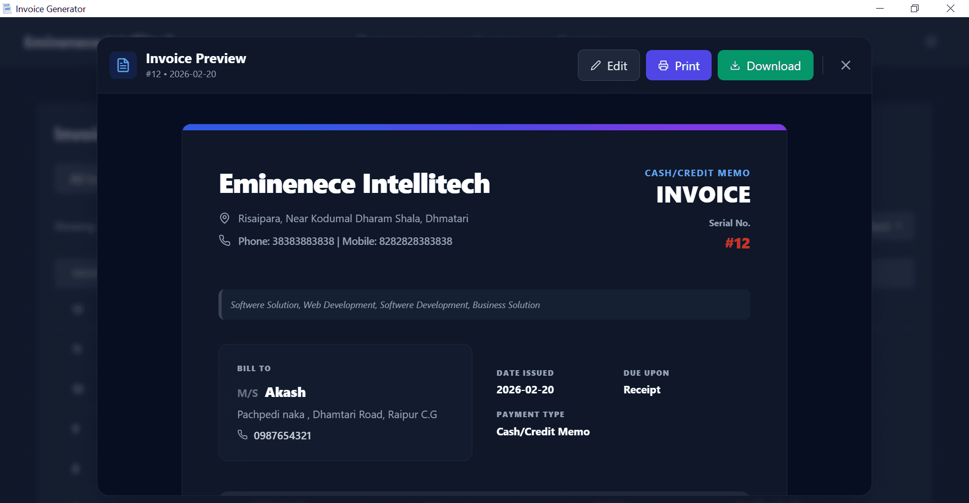 Billing Application screenshot 3